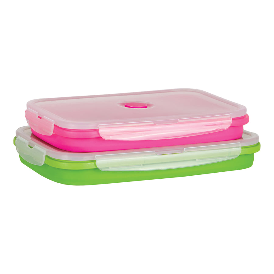 Set of 4 Collapsible Silicone Food Storage Containers, Collapsible Bowls  with Airtight Lids, Flat Stacks, Meal Prep, Lunch Box Container, RV