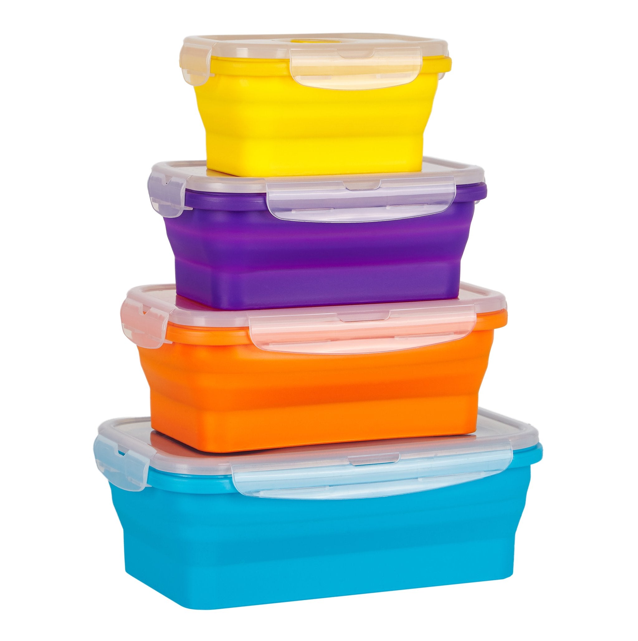 Set of 4 Collapsible Silicone Food Storage Containers, Collapsible Bowls  with Airtight Lids, Flat Stacks, Meal Prep, Lunch Box Container, RV