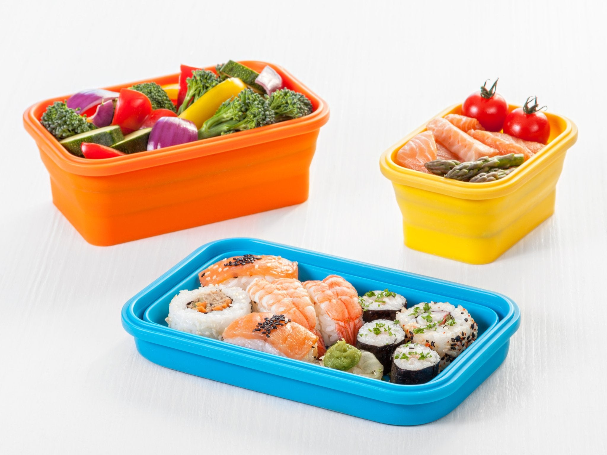  BLYANX Set of 4 Collapsible Silicone Food Storage Containers  with Lids, Flat Stacks, Stackable Reusable Lunch Meal Prep Containers, RV  Travel Accessories, Microwave Freezer Dishwasher Safe,Multi-Color: Home &  Kitchen